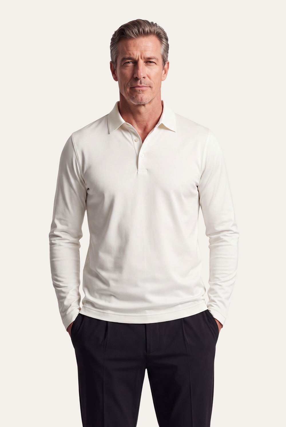 Polo manche longue impérial blanc