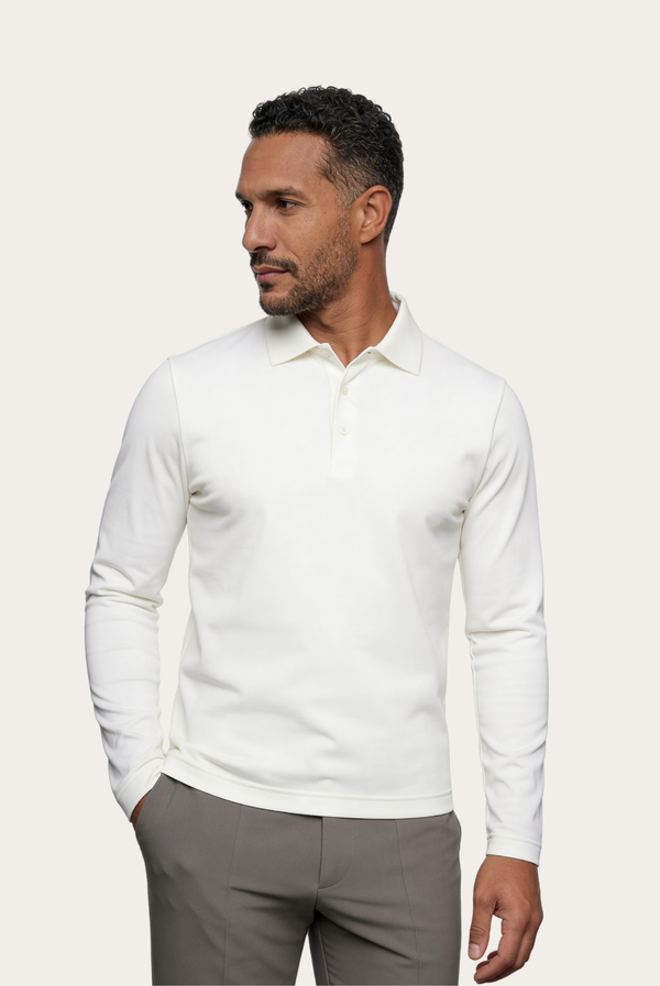 White Imperial Long Sleeve Polo