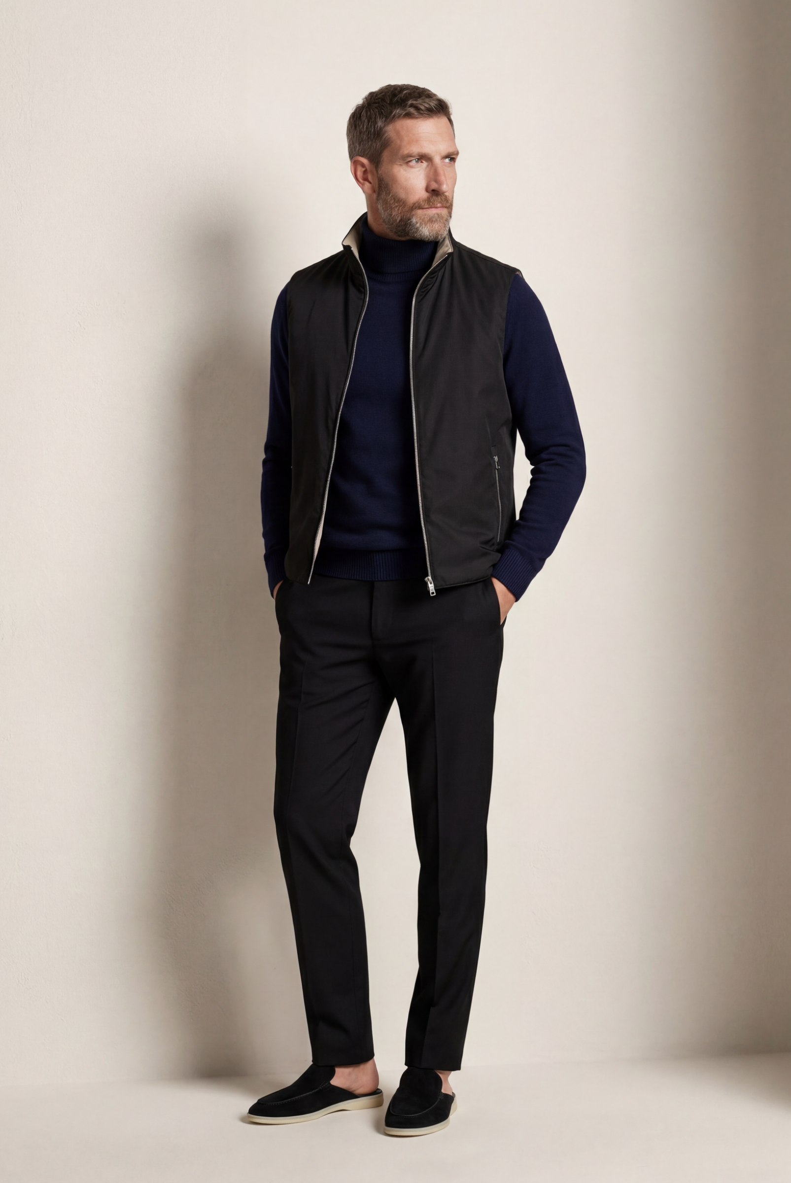Navy Blue Cashmere Turtleneck