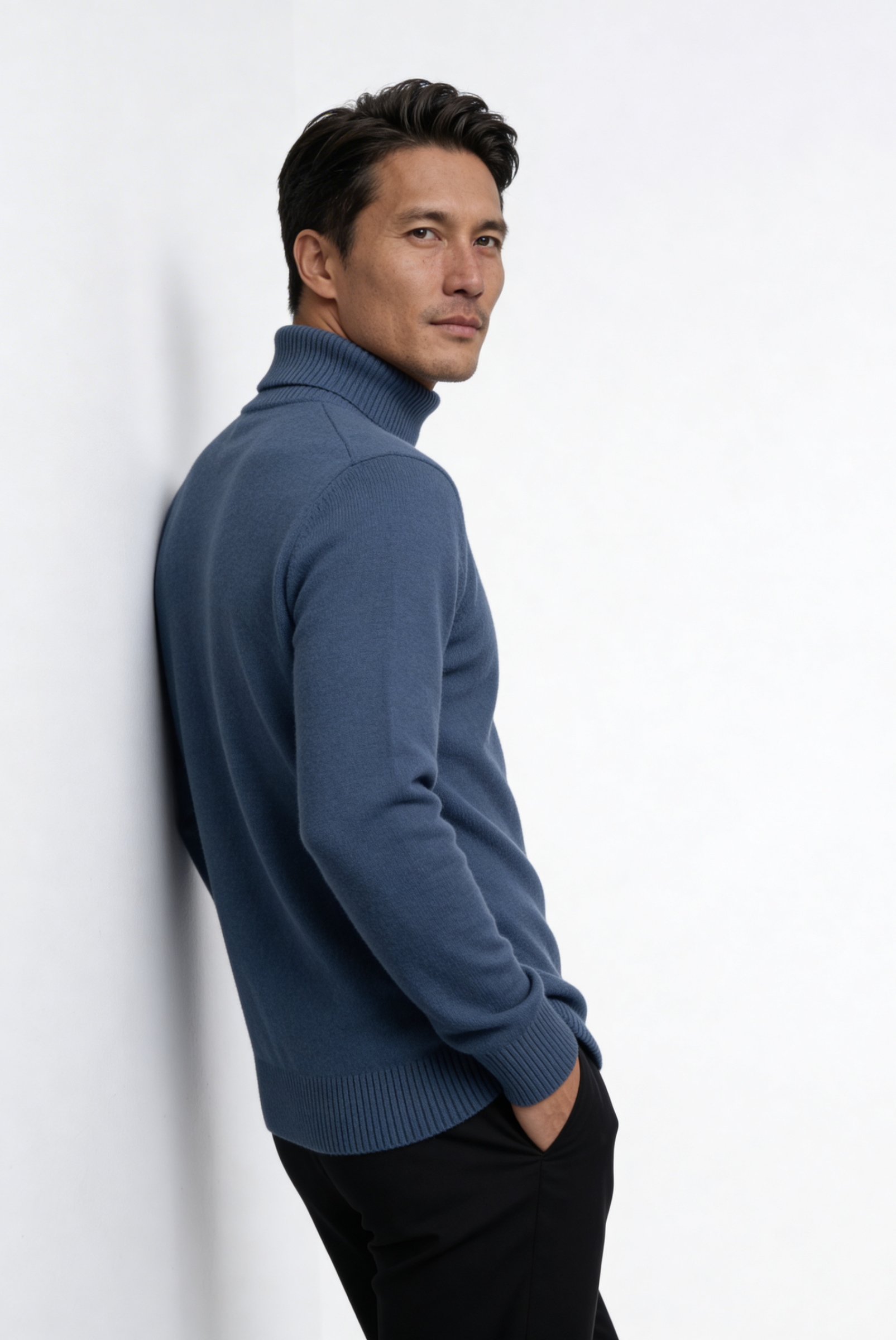 Blue Cashmere Turtleneck