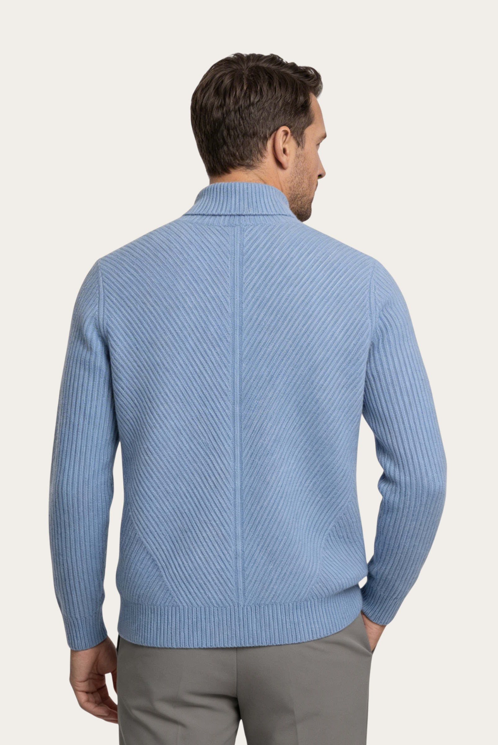 Blue Ribbed Cashmere Sweater