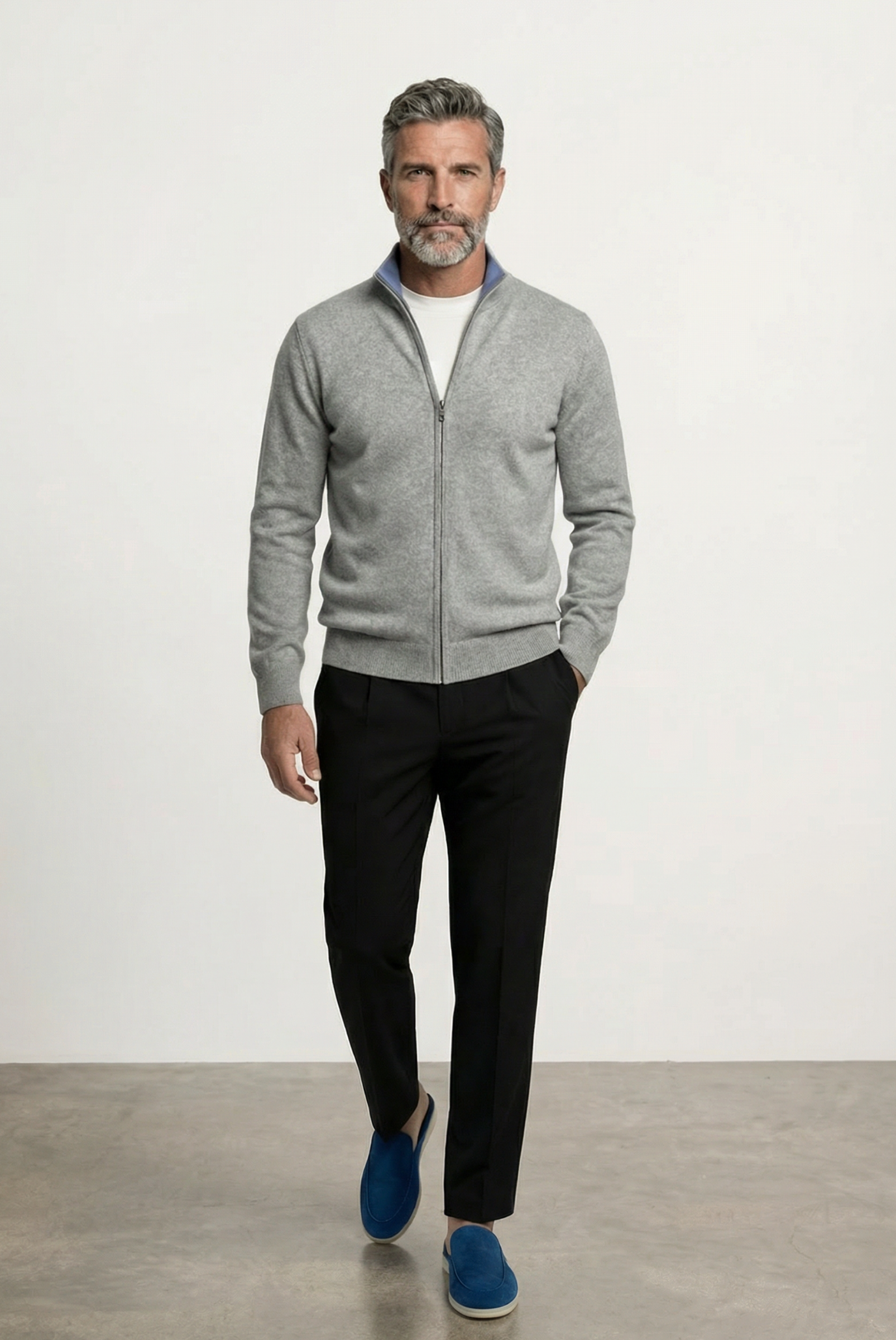 Light Grey Inside-Out Cashmere Cardigan