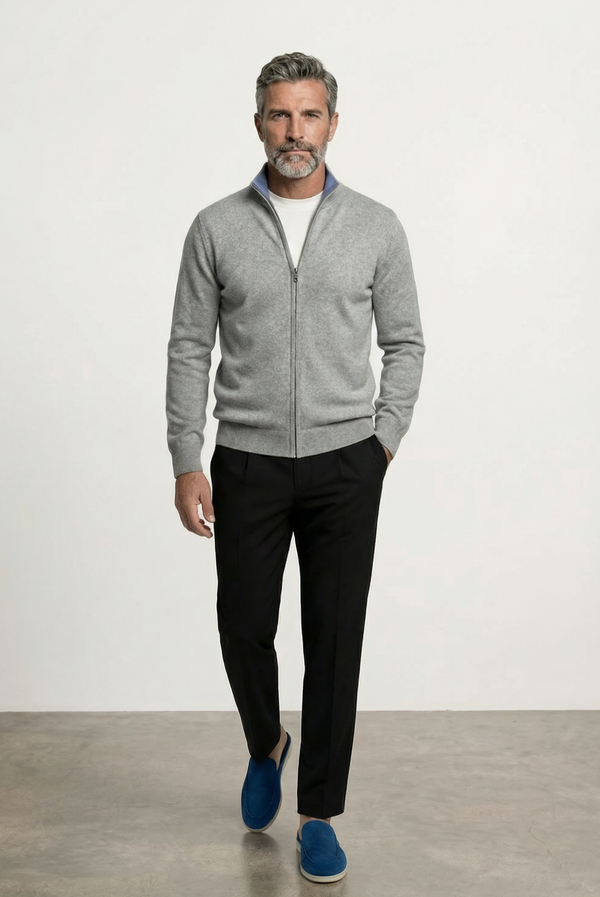 Light Grey Inside-Out Cashmere Cardigan