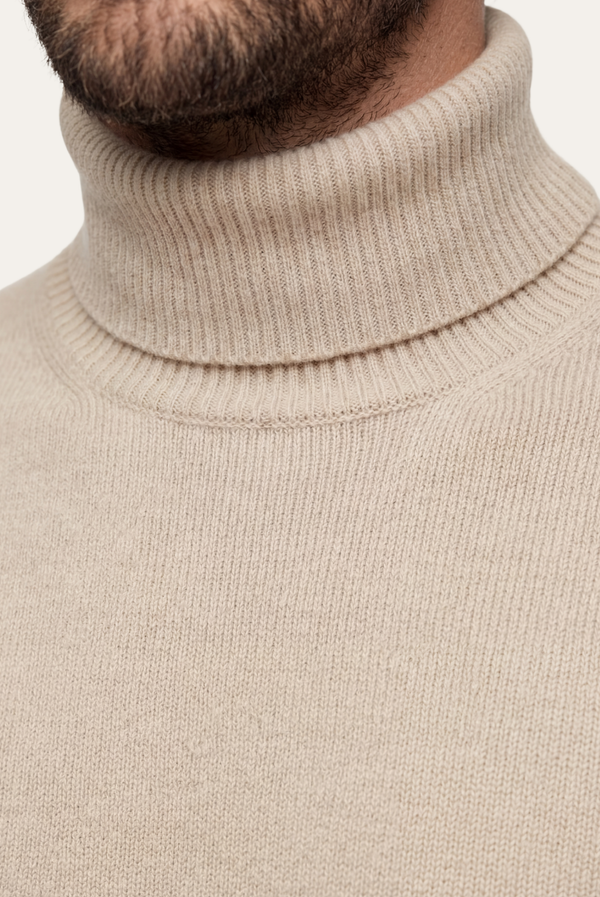 Beige Cashmere Turtleneck