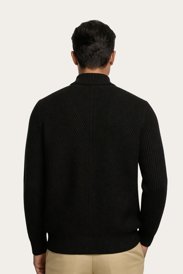 Black Ribbed Cashmere Sweater