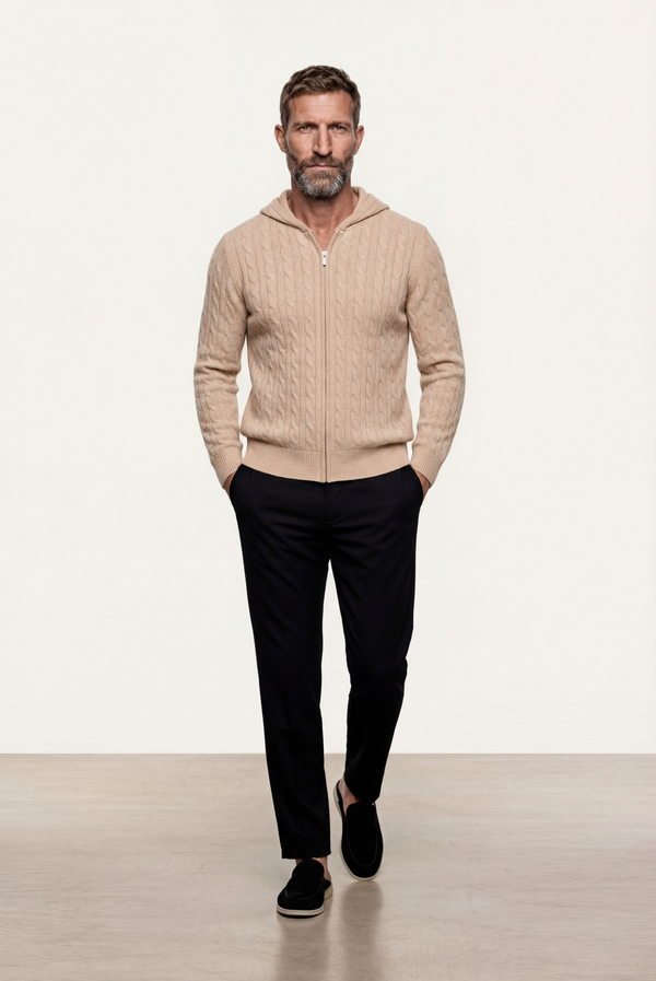Beige Cashmere Zip Jacket