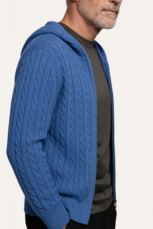 Blue Cashmere Zip Jacket