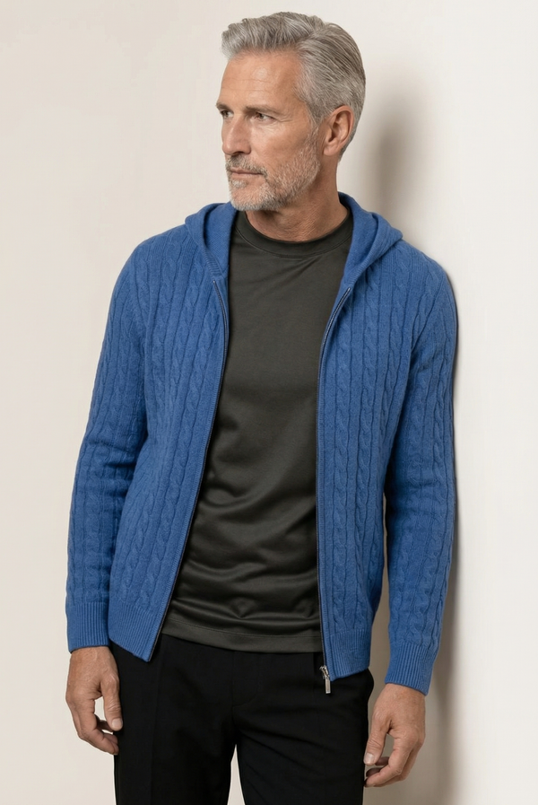 Blue Cashmere Zip Jacket