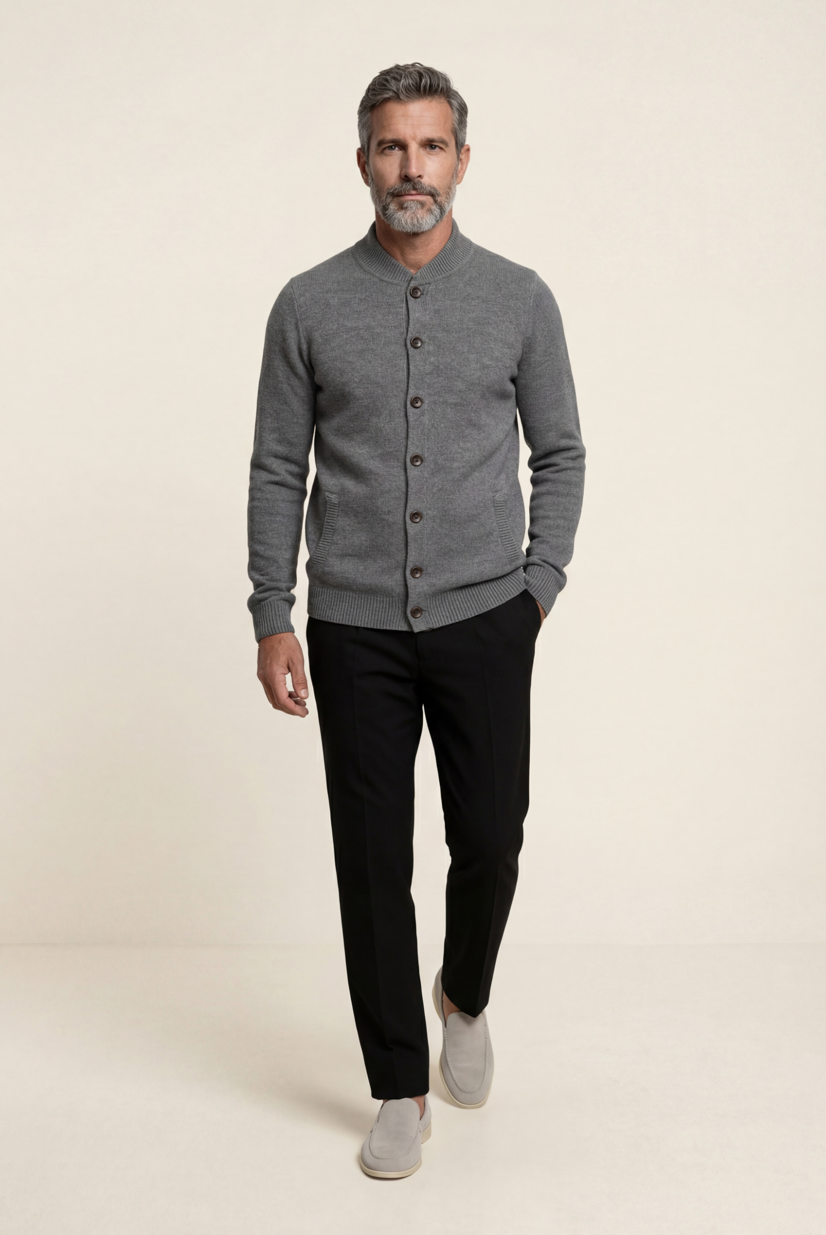 Grey Cashmere Cardigan