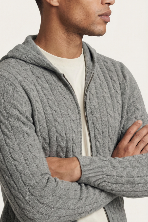 Grey Cashmere Zip Jacket
