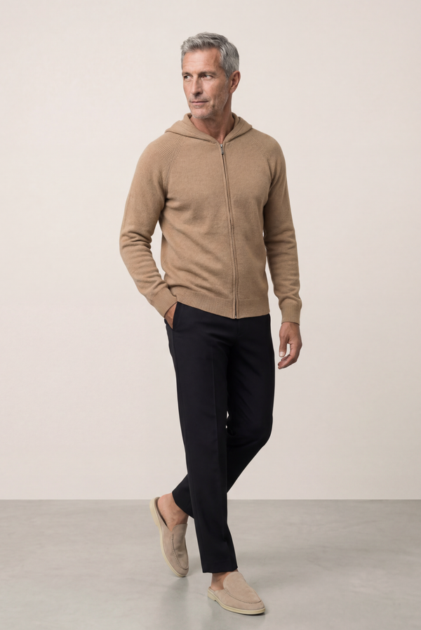Camel Donati Wool Zip Jacket