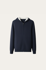 Navy Blue Cashmere Drape Cardigan