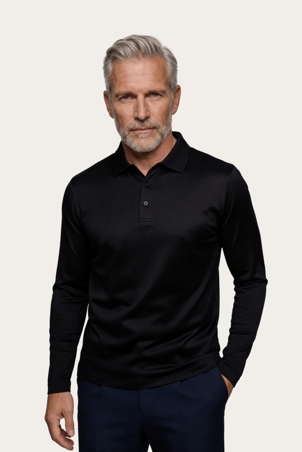 Black Imperial Long Sleeve Polo